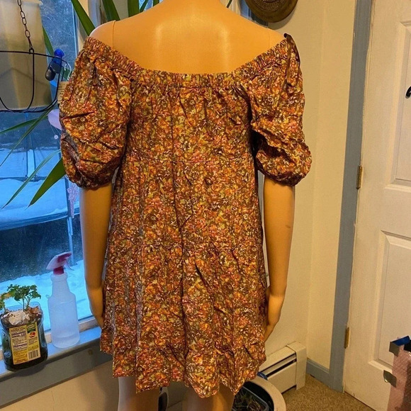 Wild Fable Floral Off Shoulder Comfortable Summer Beach Mini Dress Women Size S - Picture 2 of 5